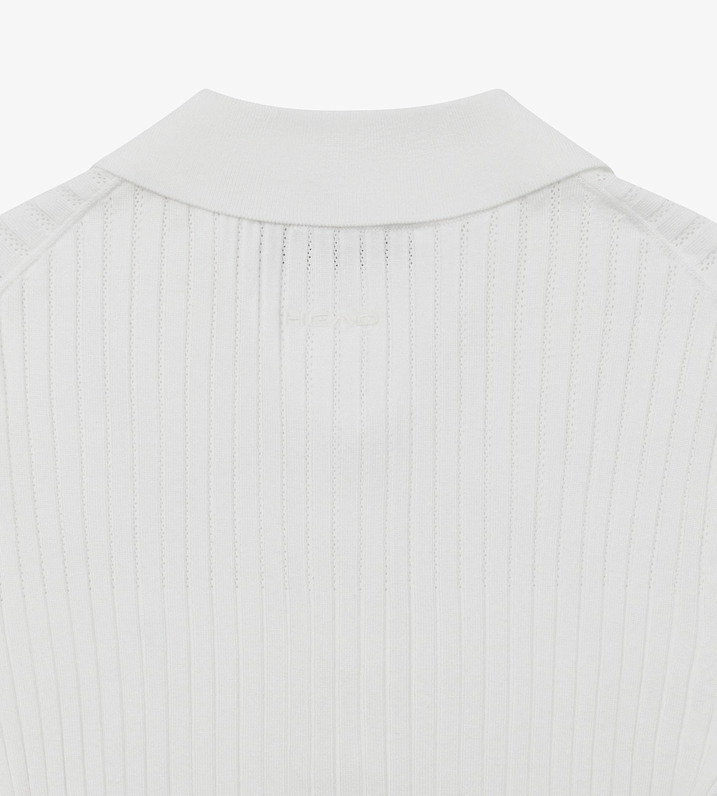 Head Golf Pointelle Rib Long Sleeve Knit Polo - White