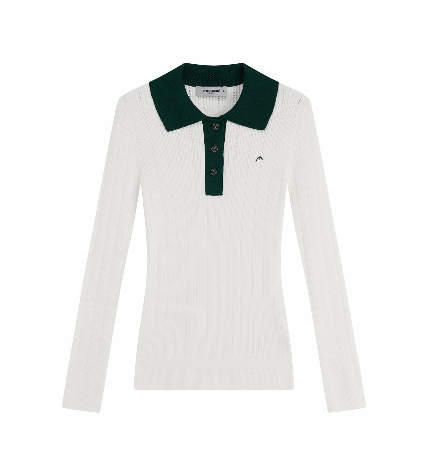 Head Golf Long Sleeve Pointelle Knit Polo - White