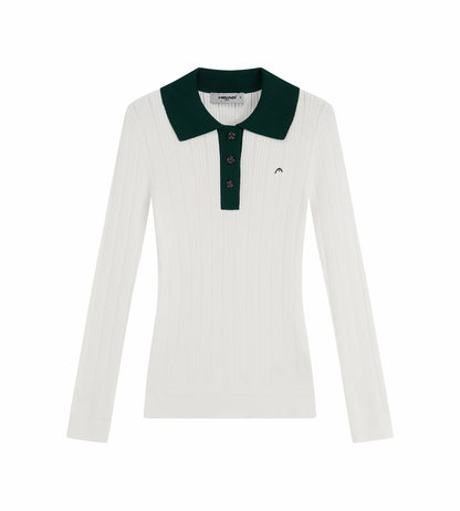 Head Golf Long Sleeve Pointelle Knit Polo - White