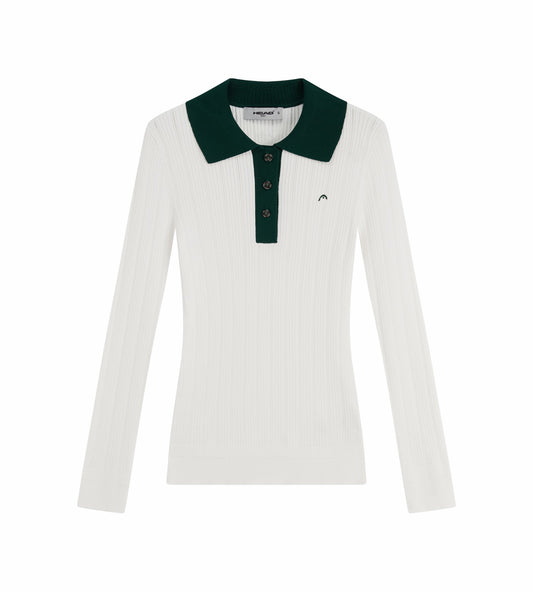 Head Golf Long Sleeve Pointelle Knit Polo - White
