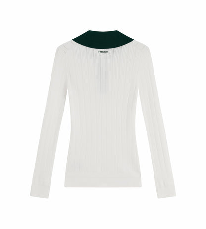 Head Golf Long Sleeve Pointelle Knit Polo - White