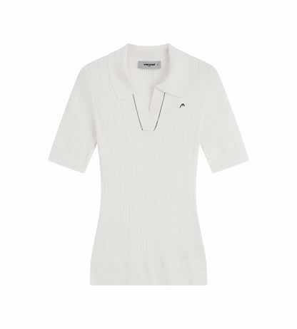 Head Golf V Neck Pointelle Knit Polo - White