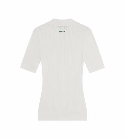Head Golf V Neck Pointelle Knit Polo - White