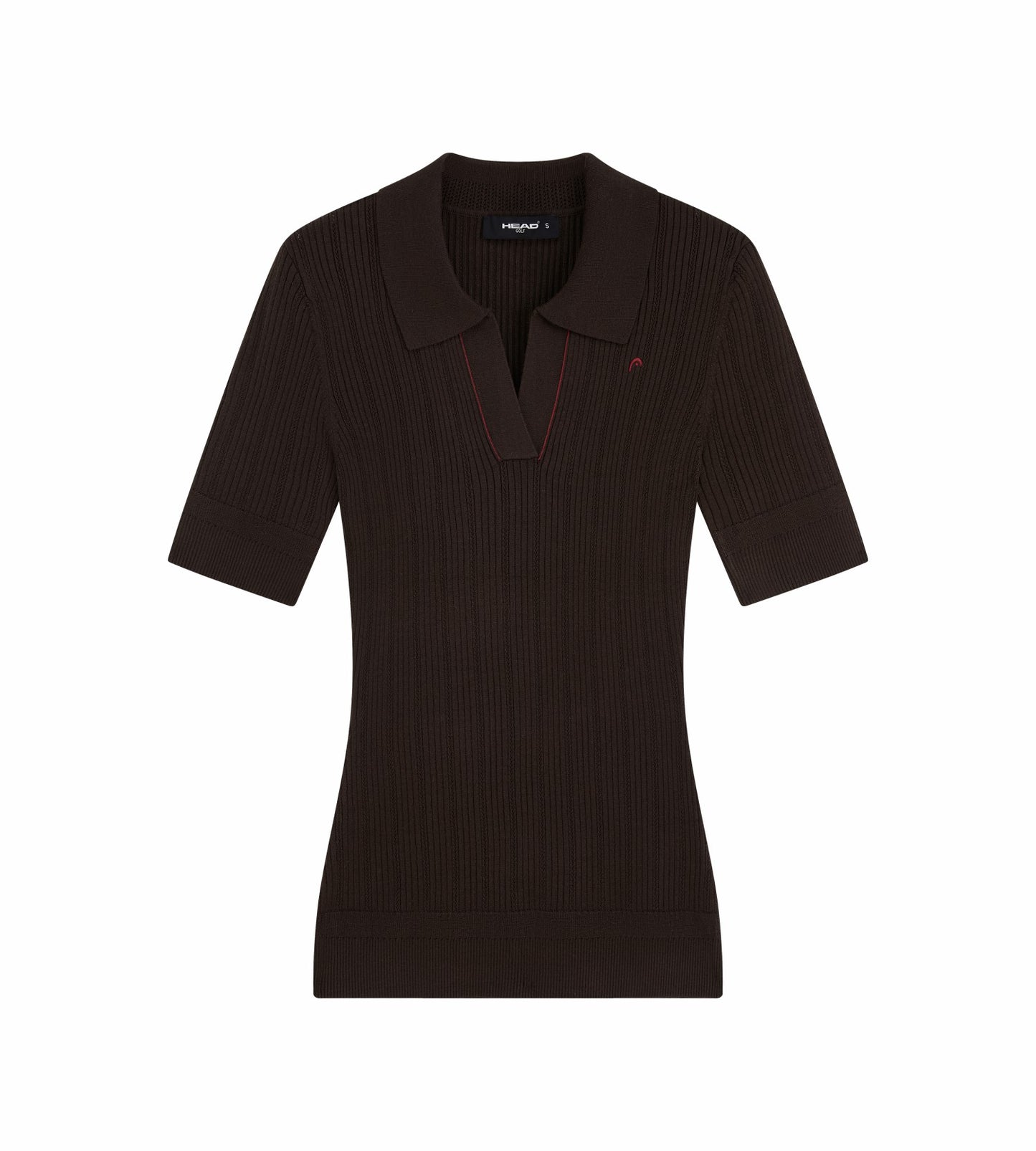Head Golf V Neck Pointelle Knit Polo - Brown