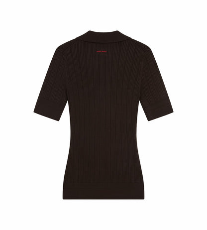 Head Golf V Neck Pointelle Knit Polo - Brown