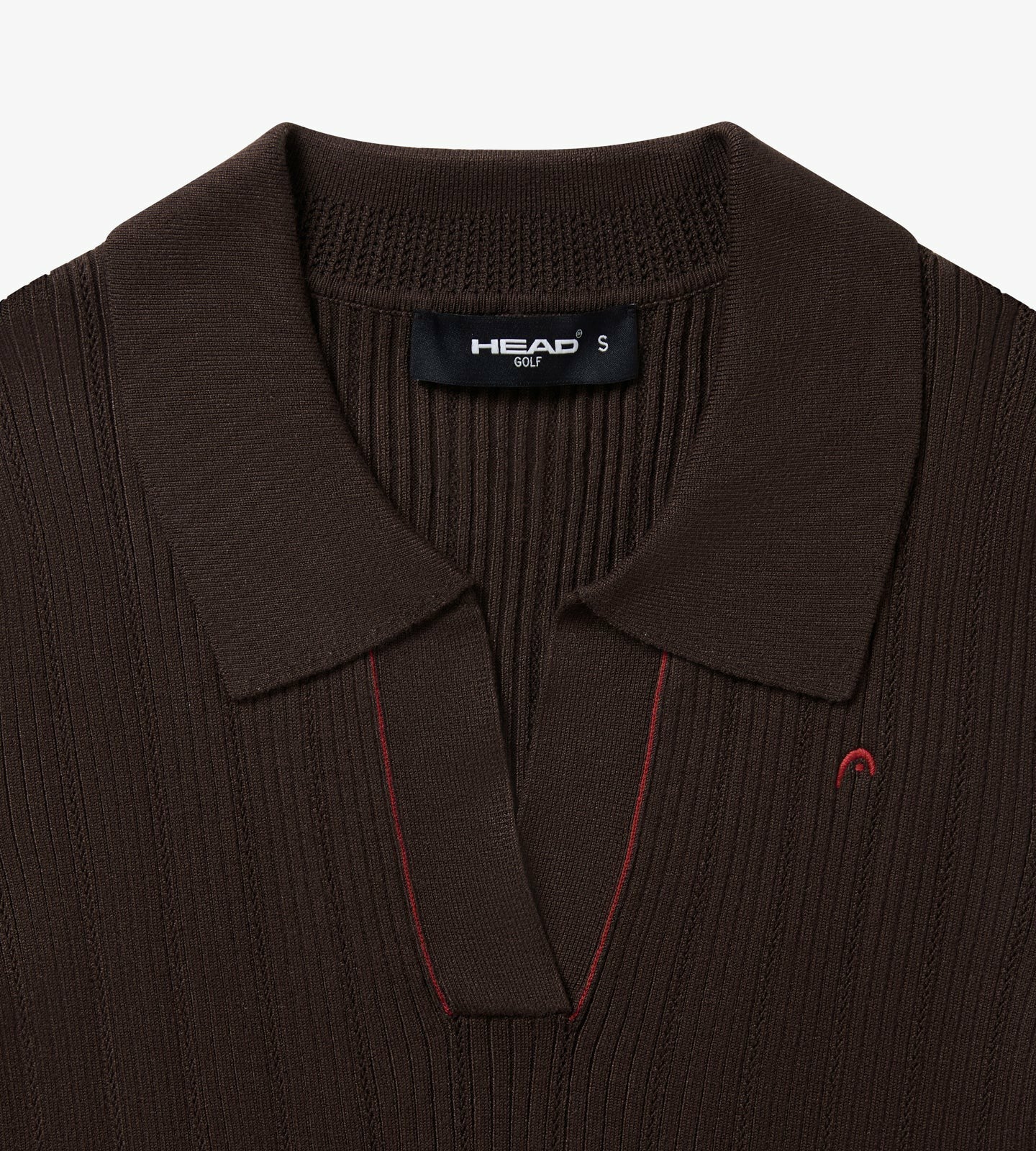Head Golf V Neck Pointelle Knit Polo - Brown
