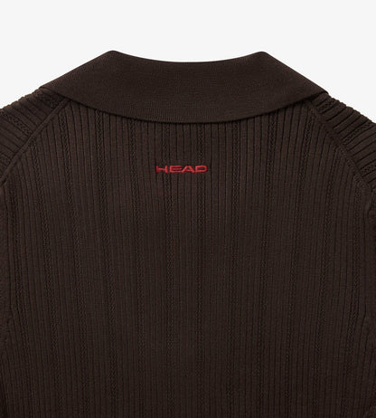 Head Golf V Neck Pointelle Knit Polo - Brown